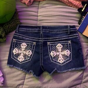 Embroidered Denim Shorts